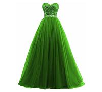 yhfshop Prom Ball Gown Bridesmaids Dresses,Tube top sequined long beaded party banquet dress,Grass green,16,Formal Wedding Ball Dresses