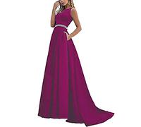 yhfshop Women's Plus Size Bridesmaid Dresses,Double shoulder A-line pleated party evening gown,Fuchsia E,US4,Women Ball Gown