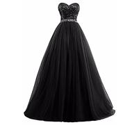 yhfshop Women's Plus Size Bridesmaid Dresses,Tube top sequined long beaded party banquet dress,black,18,Women Ball Gown