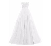 yhfshop Women's Plus Size Bridesmaid Dresses,Tube top sequined long beaded party banquet dress,White,18,Women Ball Gown