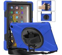 YHFZR Case for All-New Fire HD 10 & Fire HD 10 Plus Tablet (10.1", 11th Generation 2021 Release), 360 Rotating Heavy Duty Three Layer Armor Shockproof Rugged Protective Cover with Kickstand, Blue