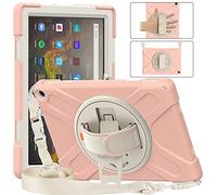 YHFZR Case for All-New Fire HD 10 & Fire HD 10 Plus Tablet (10.1", 11th Generation 2021 Release), 360 Rotating Heavy Duty Three Layer Armor Shockproof Rugged Protective Cover with Kickstand, Pink