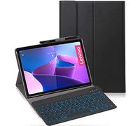 YHFZR Keyboard Case for Lenovo Tab P11 Pro 2nd 2022, German QWERTZ, 7 Colours Lighting, Wireless, Black