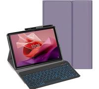 YHFZR Keyboard Case for Lenovo Yoga Tab 11.1 Inch Tablet 2025 - (QWERTY Layout) 7 Colors Backlit Ultra Slim Flip Wireless Keyboard Stand Cover, Purple