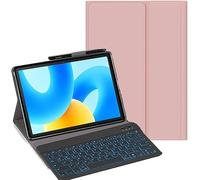 YHFZR Keyboard Case for Samsung Galaxy Tab Active 4 Pro 10.1 Inch SM-T636B/T630 - (QWERTY Layout) 7 Colors Backlit Ultra Slim Flip Wireless Keyboard Stand Case, Pink