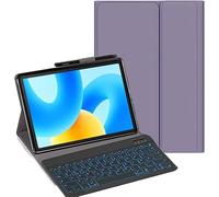 YHFZR Keyboard Case for Samsung Galaxy Tab Active 4 Pro 10.1 Inch SM-T636B/T630 - (QWERTY Layout) 7 Colors Backlit Ultra Slim Flip Wireless Keyboard Stand Case, Purple