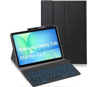 YHFZR Keyboard Case for Samsung Galaxy Tab S10 FE+ 13.1 Inch - (QWERTY Layout) 7 Colors Backlit Ultra Slim Flip Wireless Keyboard Stand Case for Samsung Galaxy Tab S10 FE+/FE Plus 13.1 Inch, Black