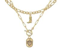 YHGDY Western Cowgirl Necklace for Women Layered Cowboy Hat Boot Necklaces Gold Western Necklace Stack for Women Trendy Country Jewelry Accessories, adjustable, Alloy Steel, No Gemstone
