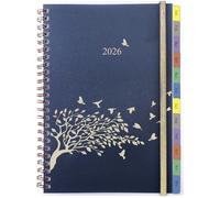 YHH 2026 Diary A5 Week to View, Annual Monthly & Weekly Planner with Tabs & Pocket, Extra Password Contact Notes UK Holiday, Spiral Bound, Elastic Personal Organiser Life Book, Jan.26-Dec.26