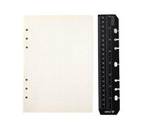 YHH A5 Dotted Journal Refill, 6-Ring Binder Suit, 90 Sheets Dot Grid Paper, Loose Leaf Insert with Ruler, 180 Pages, Contemporary Style