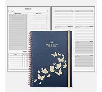 YHH A5 Undated Weekly Planner Diary with Habit Tracker, Goals, To Do List. Contact & Note Pages, Pocket, Spiral Bound, Week to View Diary, Organizer Notebook for Work Life School Goal