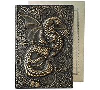 YHH Hardback Notebook A5 Lined, Vintage Leather Journal Notebook for Men, Embossed, Handmade, 200 Ruled Pages Travel Diary Xmas Birthday Gift for Best Friend Teacher Student Boy Girl, Dragon1 Bronze