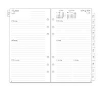 YHH Mid Year 2026 2027 Weekly Diary Refill Personal Size, Week on Two Pages with Monthly Tabs, Aug 2026 to Jul 2027, Compatible with Filofax Personal Organiser, 6 Hole Planner Inserts Academic 2026/27