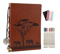 YHH Photo Album Scrapbook Black Pages, Vintage Leather Holiday Scrap Book Refillable Memory Book DIY Scrapbooking Christmas Birthday Gift for Men Women Anniversary Present for Dad Mum Elephant Family