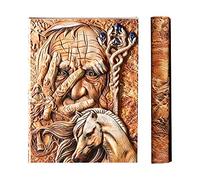 YHH Vintage notebook journal a5 Lined, Hardback Leather Notebook Embossed Handmade Travel Diary, 200 Ruled Pages Xmas Birthday Gift for Women Men Friend Kid Boy Girl, Pharaoh3D Colorful