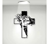YHHIRCH Jesus Christ Cross Wall Decoration, Metal Wall Cross Art Decors Religious Sign, Personalized Hollow Out Cross Wall Art Decor Christian Church School officee Home Decoration (Black)