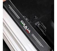 YHIKAHT 4 Pcs Carbon Fiber Car Door Sill Protector Cover Pedal for Alfa Romeo Giulia, Welcome Pedal Kick Plates Scuff Guard Non Slip Sticker Trim Styling Decoration Accessory