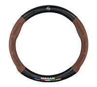 YHIKAHT Car Steering Wheel Cover, for Nissan Note, Car Steering Wheel Covers Leather, Soft non-slip Breathable Steering Wheel Cover, Driving Accessories,O-Brown