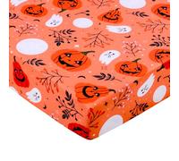 YHITBG Halloween Crib Sheets, Baby Fitted Crib Sheet with Pumpkins, Ghosts, Measuring 52" x 28" to fit Standard Crib and Toddler Mattresses, Orange