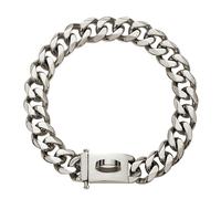 YHJLZNA Gold Dog Chain Collar Walking Metal Chain Collar with Design Secure Buckle,Cuban Link Strong Heavy Duty Chew Proof for Large Dogs(Size:26in,Color:Silver)