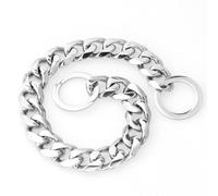 YHJLZNA Stainless Steel Cuban Dog Collar, Chain Dog Collar Walking Chain Cuban Link Dog Collar 15mm Heavy Duty Slip Collar For Medium Sized Dogs(Size:28in,Color:Silver)