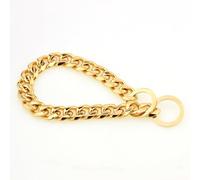 YHJLZNA Stainless Steel Cuban Dog Collar, Chain Dog Collar Walking Chain Cuban Link Dog Collar 15mm Heavy Duty Slip Collar For Medium Sized Dogs(Size:20in,Color:Gold)