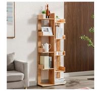 YHKJLYH 3/4/5 Tier Tree Bookshelf,Wood Tree Storage Display Shelf,Floor Standing Bookcase Vertical Book Shelves,Book Tree Shelves for Bedroom Living Room Office(Wood color,5 tier)