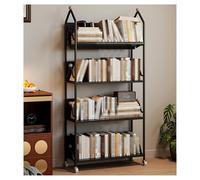 YHKJLYH 3/4 Tier Creative Bookshelf,Open Corner Bookcase with Brake Wheels,Floor-standing Bookshelf Storage Rack for Office Study Home Living Room(Black,4 tier)
