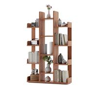 YHKJLYH 3/4 Tier Tree Bookshelf,Space Saving Wooden Bookcase,Floor Standing Tree Storage Display Shelf,Book Tree Shelves for Living Room Bedroom Office(Wood color,4 tier)