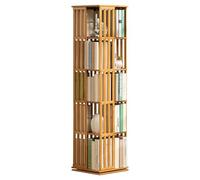 YHKJLYH 360 Degrees Corner Rotating Bamboo Tall Skinny I Shaped Bookshelf for Living Room and Bedroom Modern Room Decor