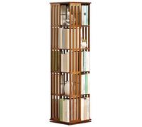 YHKJLYH 360 Degrees Corner Rotating Bamboo Tall Skinny I Shaped Bookshelf for Living Room and Bedroom Modern Room Decor