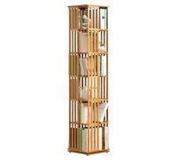 YHKJLYH 360 Degrees Corner Rotating Bamboo Tall Skinny I Shaped Bookshelf for Living Room and Bedroom Modern Room Decor