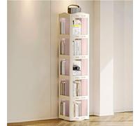 YHKJLYH 5 Tier 360° Rotating Bookshelf Foldable, Dust-proof Large Capacity Storage Rack ABS Floor Standing Bookcase Display Cabinet Book Shelf for Living Room Bedroom(White,5th floor)