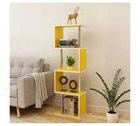 YHKJLYH 5 Tiers Creative Bookshelf,Etagere Storage Rack,Floor-standing Geometric Bookshelf for Study Home Office Living Room,Easy to Assemble(Yellow)