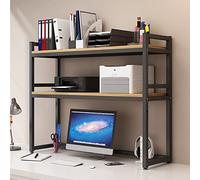 YHKJLYH Adjustable Countertop Hutch Bookshelf,2 Tier Desktop Bookcase For Computer Desk, Desk Printer Stand, Open Desktop Storage Shelf Display Racks
