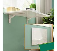 YHKJLYH Adjustable Folding Table - Multi-Purpose Wall-Mounted Breakfast Bar & Heavy-Duty Collapsible Workbench for Kitchen/Balcony - Space-Saving White Shelf with Brackets