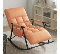 YHKJLYH Bedroom Comfy Reading Chairs Outdoor Indoor Rocking Chair Bold Steel Bracket Detachable And Washable Zipr Design Easy To Remove And Wash, Suitable For Bedrooms Balconies,Orange,One Size