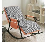 YHKJLYH Bedroom Comfy Reading Chairs Outdoor Indoor Rocking Chair Bold Steel Bracket Detachable And Washable Zipr Design Easy To Remove And Wash, Suitable For Bedrooms Balconies,Houndstooth,One Size