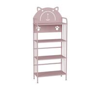 YHKJLYH Creative Bookshelf,3/4 Tier Freestanding Geometry Storage Rack,Floor-standing Iron Bookshelf for Office Study Home Living Room,Easy to Assemble(Pink,4 tier)