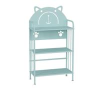 YHKJLYH Creative Bookshelf,3/4 Tier Freestanding Geometry Storage Rack,Floor-standing Iron Bookshelf for Office Study Home Living Room,Easy to Assemble(Blue,3 tier)