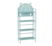 YHKJLYH Creative Bookshelf,3/4 Tier Freestanding Geometry Storage Rack,Floor-standing Iron Bookshelf for Office Study Home Living Room,Easy to Assemble(Blue,4 tier)