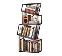 YHKJLYH Creative Bookshelf,Freestanding Geometry Storage Rack,Floor-standing iron Bookshelf,Easy to Assemble for Office Study Home Living Room(Black,4 tier)