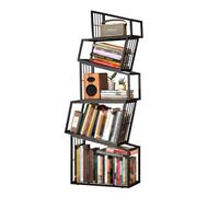 YHKJLYH Creative Bookshelf,Freestanding Geometry Storage Rack,Floor-standing iron Bookshelf,Easy to Assemble for Office Study Home Living Room(Black,5 tier)