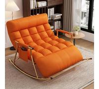 YHKJLYH Double Bedroom Rocking Chair Outdoor Living Room Rocker Recliner Modern Balcony Lounge Chair Zero Gravity Chairs with Side Pockets Armrests, Relax Rocking Chair(Orange,Goldpipe)