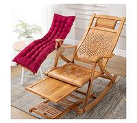YHKJLYH Folding Deck Chairs Sun Loungers Garden Rocking Chairs Recliner Outdoor Chairs Wooden Deck Beach Chairs Reclining with Armrest Foot Massage Pillow (Color : With pad)