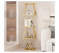 YHKJLYH Geometric Creative Bookshelf,Floor-standing Metal Bookshelf,Open Corner Bookshelf for Office Study Home Living Room,Easy to Assemble(Gold,4 tier)