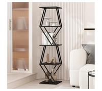 YHKJLYH Geometric Creative Bookshelf,Floor-standing Metal Bookshelf,Open Corner Bookshelf for Office Study Home Living Room,Easy to Assemble(Black,4 tier)