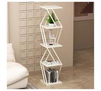 YHKJLYH Geometric Creative Bookshelf,Floor-standing Metal Bookshelf,Open Corner Bookshelf for Office Study Home Living Room,Easy to Assemble(White,4 tier)