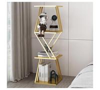 YHKJLYH Geometric Creative Bookshelf,Floor-standing Metal Bookshelf,Open Corner Bookshelf for Office Study Home Living Room,Easy to Assemble(Gold,3 tier)