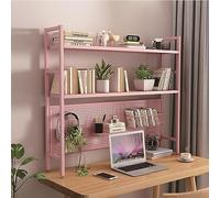 YHKJLYH Industrial Computer Desk Hutch Organizer Shelf - 2 Tier Desktop Bookshelf for Home Office Metal Display Stand with Perforated Board, Living Room Bedroom Dorm